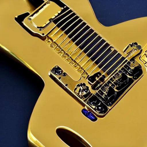 Prompt: an electric guitar made entirely out of gold