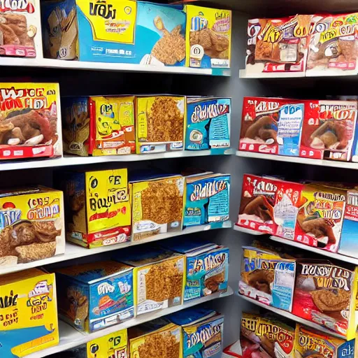 Image similar to dwayne the rock johnson breakfast cereal boxes on store shelf