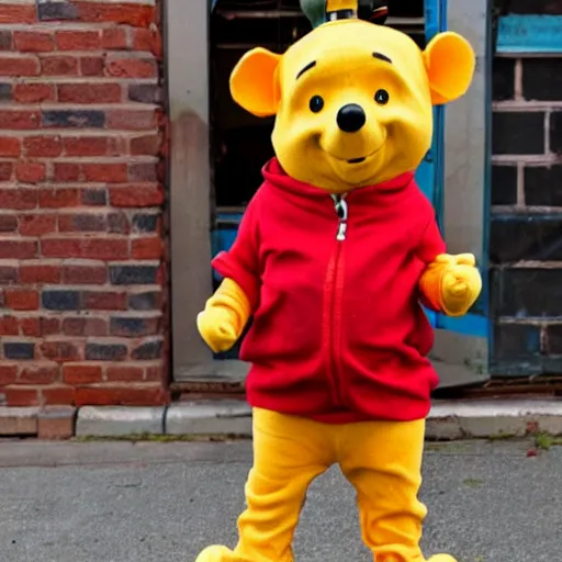 Image similar to winnie the pooh dressed as fireman