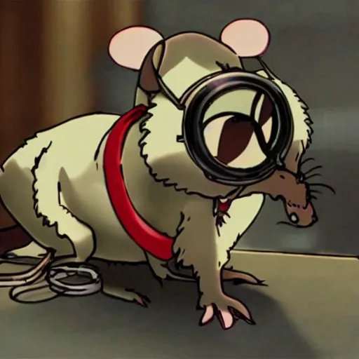 Image similar to a rat with steampunk googles, from Evangelion