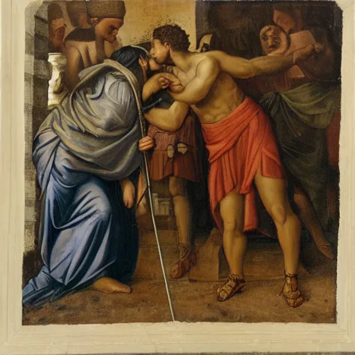 Image similar to David kissing Goliath