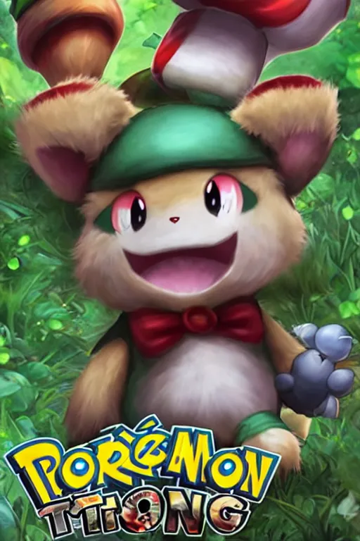 Prompt: teemo, a pokemon trading card of teemo, highly detailed pokemon trading card screenshot