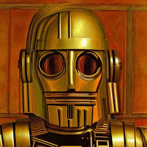 Prompt: painting of c - 3 p 0 by sandro botticelli