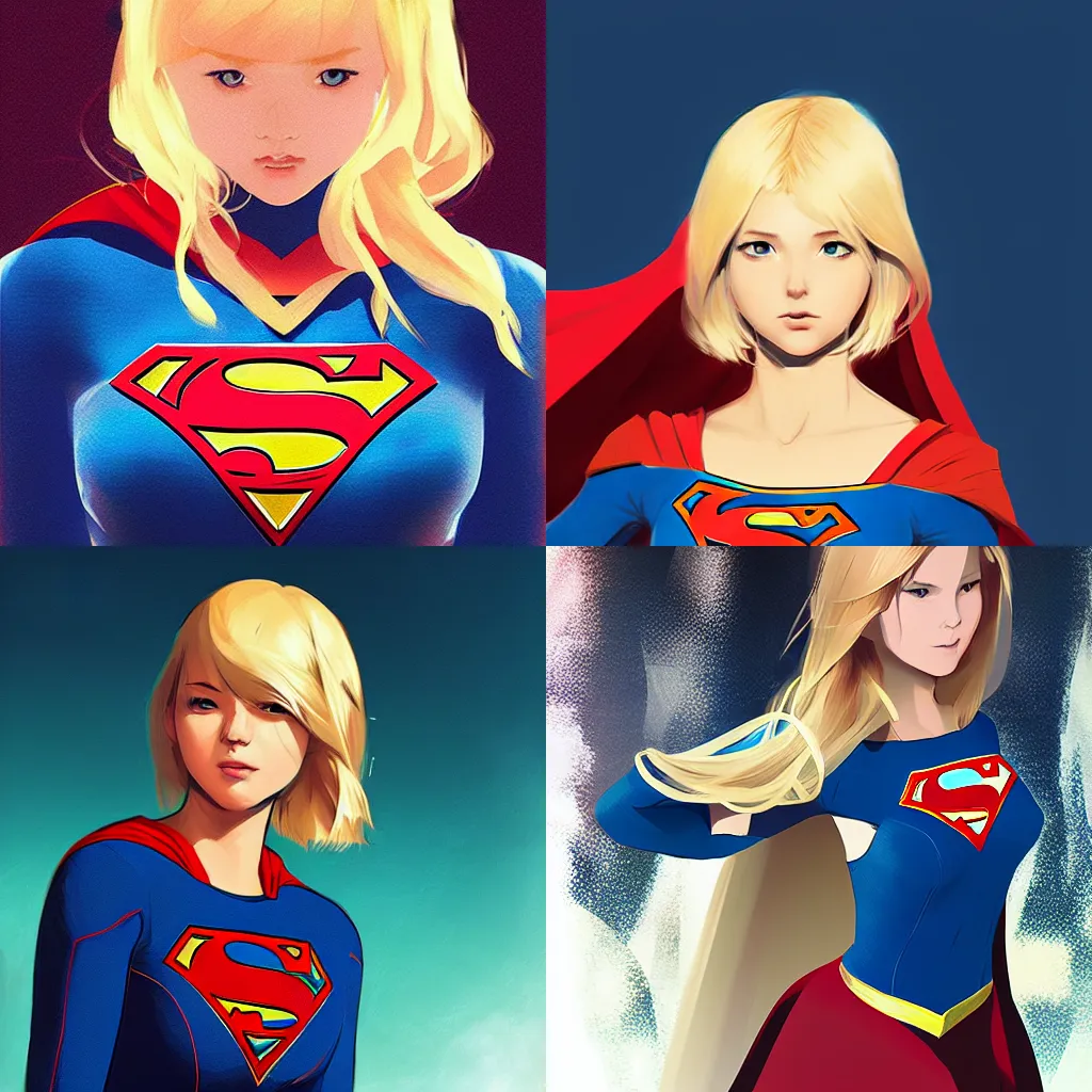 Prompt: supergirl concept art by WLOP and Ilya Kuvshinov, blonde hair, vivid, cinematic,