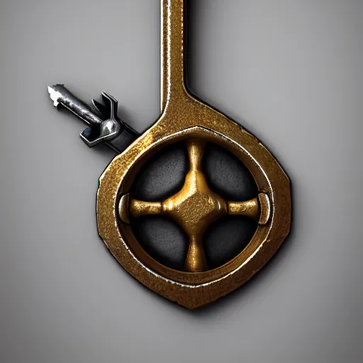 Image similar to a item of the metal key, icon, vray 4k render, on the white background, rpg game inventory item