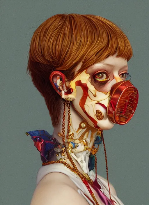 Image similar to gold portrait :: by Martine Johanna and Simon Stålenhag and Chie Yoshii and wlop and Guillermo del toro :: ornate, dynamic, particulate, rich colors, elegant, centered, artstation, smooth, sharp focus, octane render, 3d