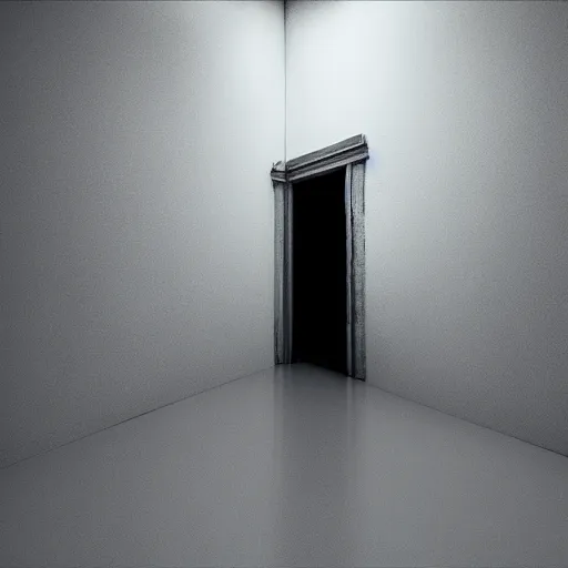 Image similar to unspeakable horrors, nightmare, horror, unknown, dark, liminal space, figure hiding in corner, 8 k octane render