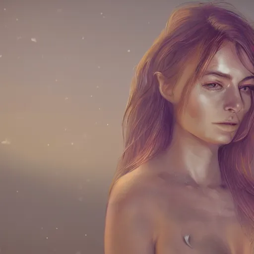 Image similar to a realistic digital art ultra detailed from ellon musk as a hot woman by Waya Steurbaut, full body camera shot, photo realistic, cinematic, nigt, moon ligth