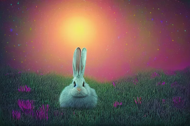 Image similar to The rabbit beyond the borders of reality, digital art