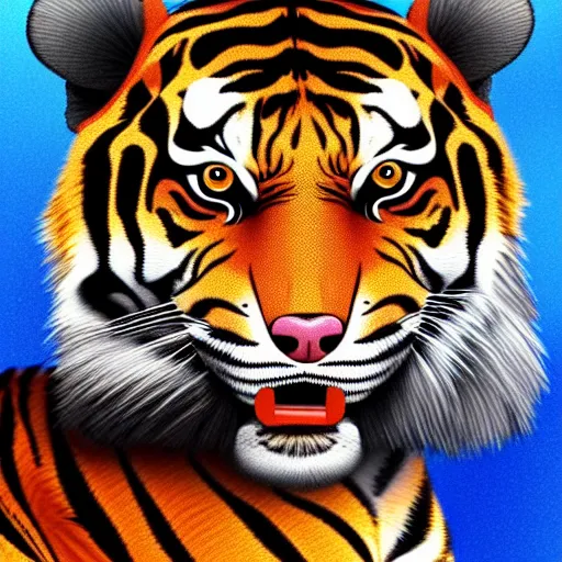 Prompt: a detailed digital art of a steve buscemi disguised as a tiger, 8k, ornate, intricate