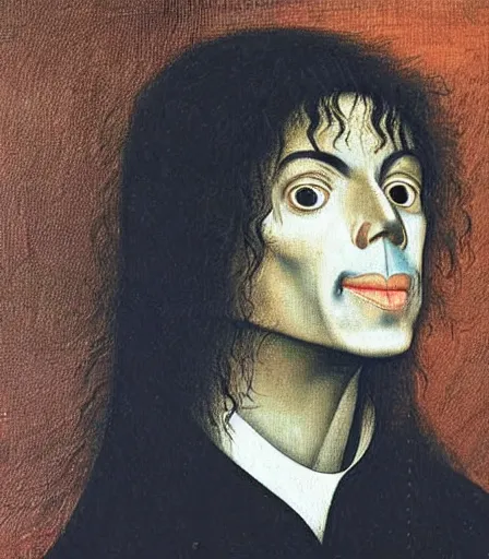 Image similar to portrait of michael jackson by hieronymus bosch, high quality, high detail