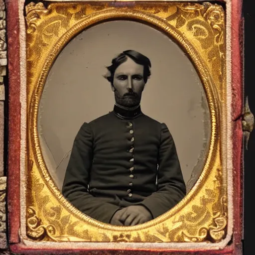 Image similar to ambrotype of a man in civil war uniform.