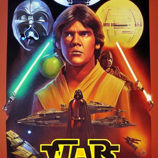 Image similar to the poster for star wars with fruits, a poster by edward george handel lucas, cg society, reimagined by industrial light and magic, movie poster, poster art