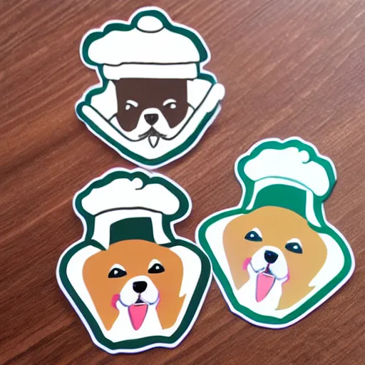 Image similar to cute die cut stickers of a shiba inu wearing a white chef hat