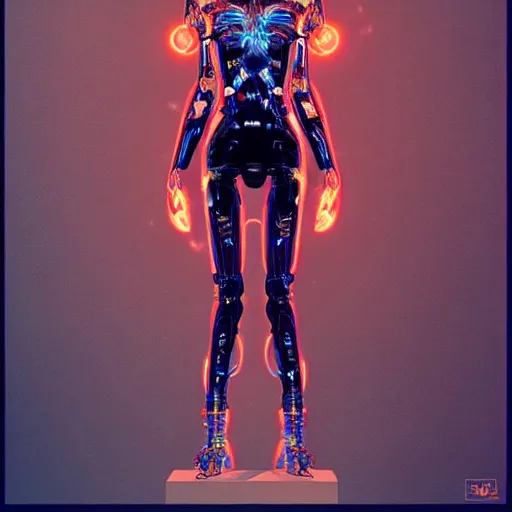 Image similar to a cybernetic mannequin by android jones and conrad roset and takashi murakami, trending on artstation