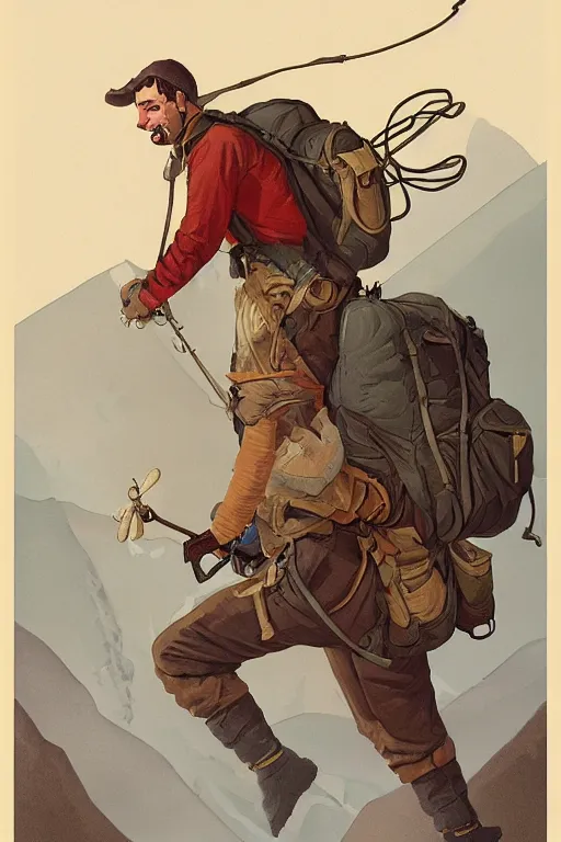 Prompt: alpinist illustration a storybook illustration trending on artstation