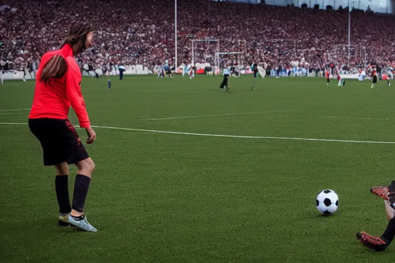 Prompt: dos gatos jugando al futbol en un estadio lleno de gente, fotorealista, 4 k, detallado