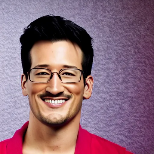 Image similar to a high quality photo of handsome markiplier, gigachad