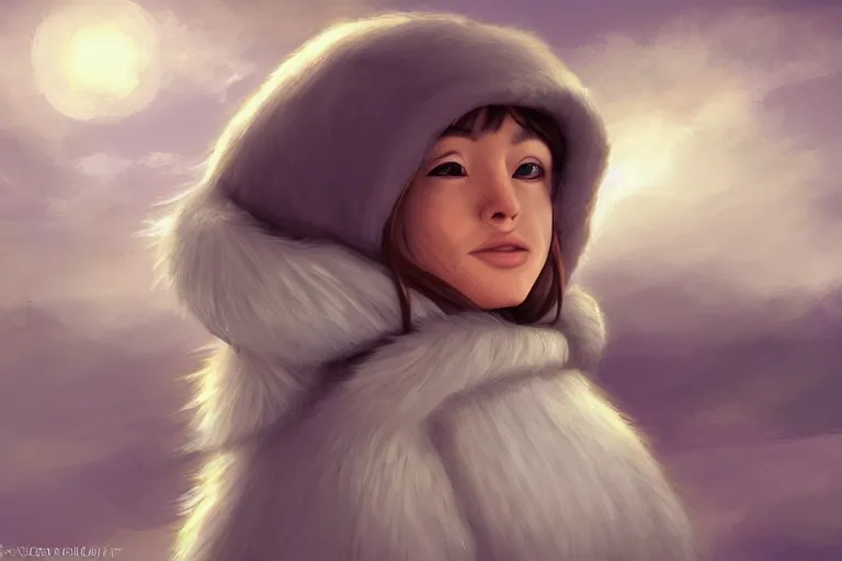 Prompt: a relaxed eskimo looking to the sky, alexy grey, digital art,