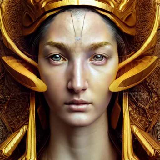 Image similar to hyperrealistic mixed media painting of beautiful goddess Athena, stunning 3d render inspired art by P. Craig Russell and Barry Windsor-Smith, perfect facial symmetry, dim volumetric lighting, 8k octane beautifully detailed render, post-processing, portrait, extremely hyper-detailed, intricate, epic composition, brown eyes, realistic eyes, correct!!! eyes, cinematic lighting, masterpiece, trending on artstation, detailed detailed detailed, masterpiece, stunning