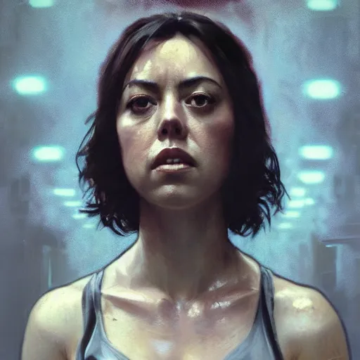 Prompt: aubrey plaza, hyperrealistic portrait, bladerunner street, art of elysium by jeremy mann and alphonse mucha, fantasy art, photo realistic, dynamic lighting, artstation, poster, volumetric lighting, very detailed face, 4 k, award winning