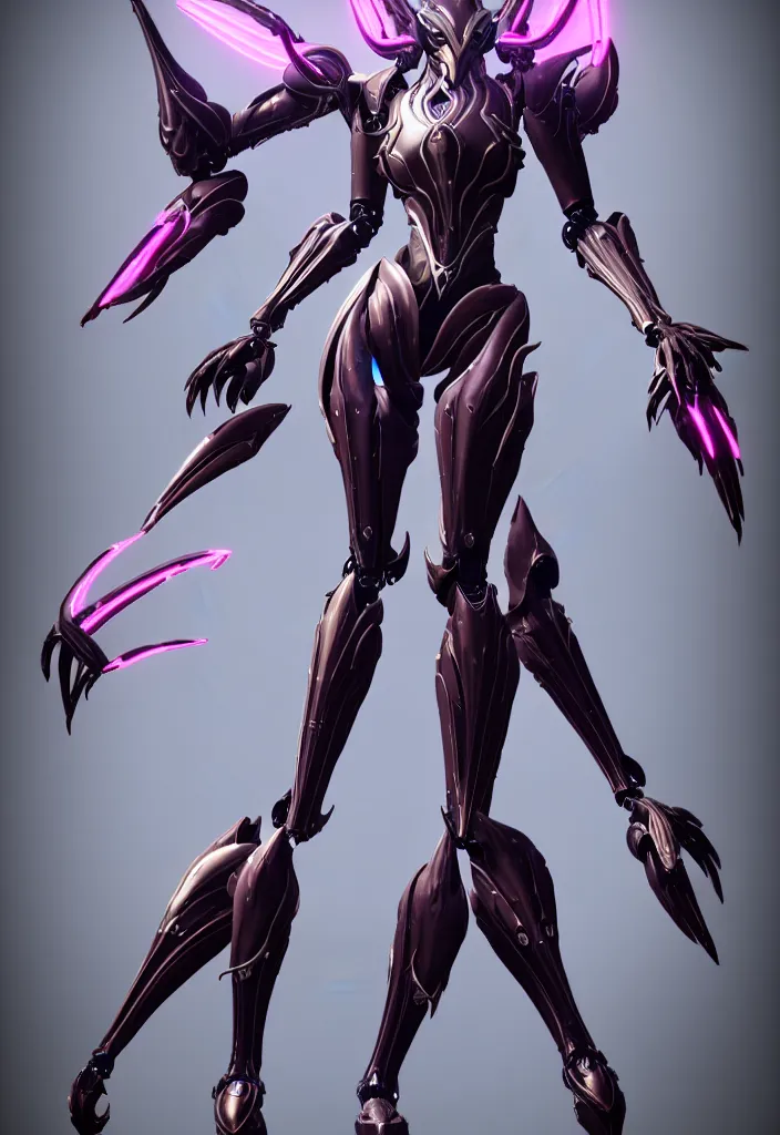 Image similar to exquisite full body shot of a beautiful stunning saryn prime warframe, that's a beautiful stunning anthropomorphic robot female dragon with metal cat ears, cute elegant pose, robot cat paws for feet, thick warframe legs, detailed arms, sharp claws, slick pink armor, streamlined white armor, long elegant tail, two arms, two legs, long tail, detailed warframe fanart, destiny fanart, macro art, dragon art, furry art, realistic digital art, warframe art, Destiny art, furaffinity, DeviantArt, artstation, 3D realistic, 8k HD, octane render