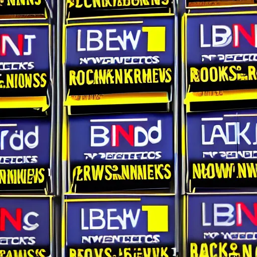 Prompt: logo of a news network called backrooms news network, yellow, corporate, gradients