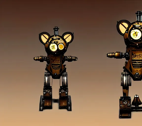 Image similar to steampunk ferret - shaped mech, steampunk bioshock - inspired borderlands - inspired ferret - shaped robot