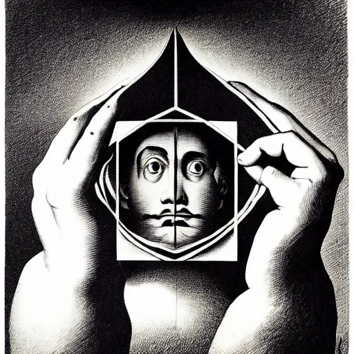 Prompt: lithography on paper secret artefact conceptual figurative post - morden monumental dynamic portrait by goya and escher and hogarth, inspired by magritte, illusion surreal art, highly conceptual figurative art, intricate detailed illustration, controversial poster art, polish poster art, geometrical drawings, no blur