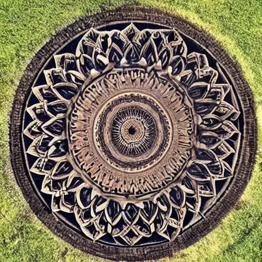 Image similar to mandala carved into landscape, can be seen from outer space