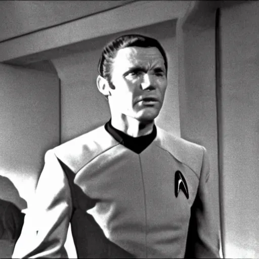 Image similar to black and white photo ofEddie Murphy in Star Trek 1966.