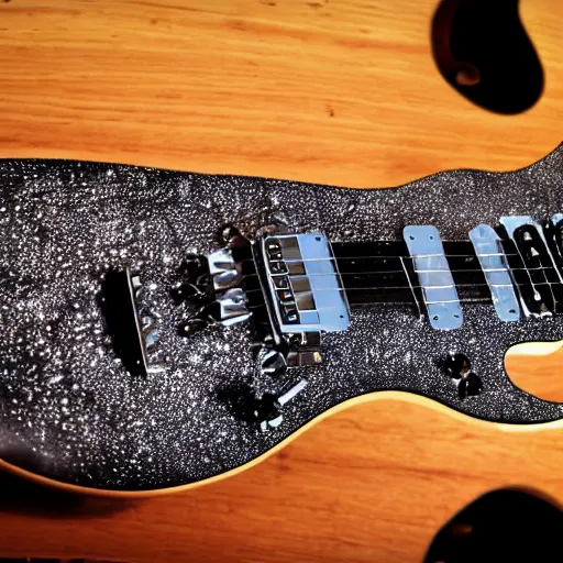 Prompt: an electric guitar made entirely out of the universe