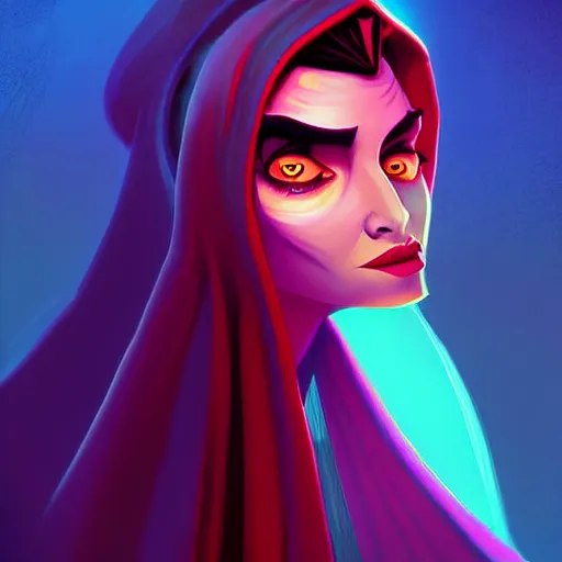 Prompt: curled perspective digital art of a dark hair woman wearing shemagh by anton fadeev from nightmare before christmas