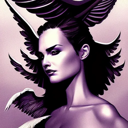 Image similar to portrait of a powerful pretty woman with wings, digital art, sharp details, concept art, smooth, sharp focus, illustration, symmetry face, fine details. art by alex ross, brittney lee - h 6 4 0