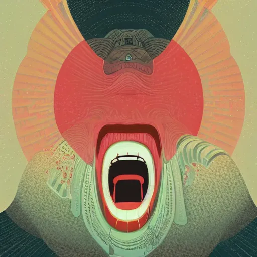 Prompt: illustration of screaming, by Victo Ngai and James Gilleard