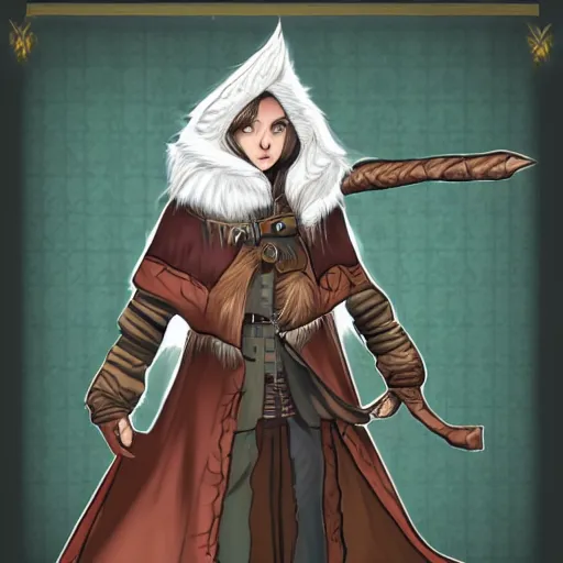 Prompt: A Wizard in arctic fur robes concept art + detailed character portrait