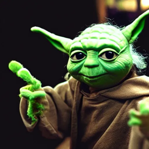 Prompt: yoda as a muppet puppet