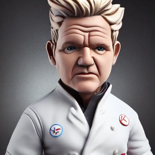 Image similar to plastic miniature cute little figurine of gordon ramsay, heroclix, blender, 8 k, octane render, unreal engine, redshift render, trending on artstation, highly detailed