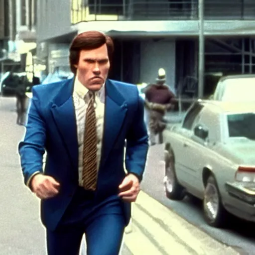 Prompt: Live Action Still of Jerma985 in Anchorman: The Legend of Ron Burgundy, real life, hyperrealistic, ultra realistic, realistic, highly detailed, epic, HD quality, 8k resolution, body and headshot, film still