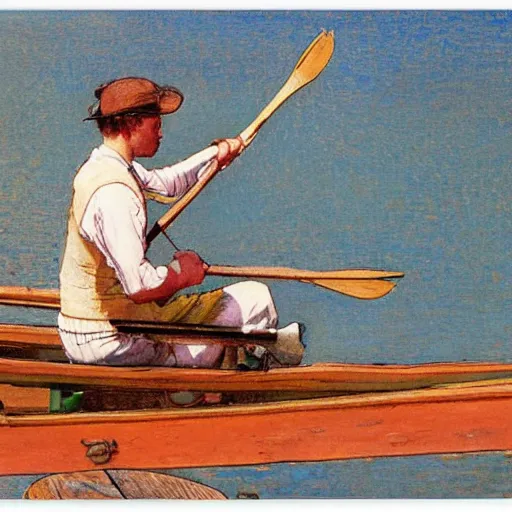 Prompt: a rower on a sunny day, by carl larsson, highly detailed, 4 k,