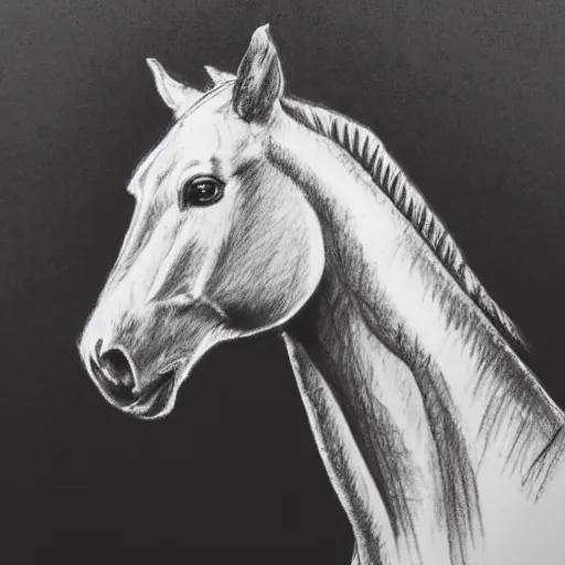Prompt: sketch pen drawing of a horse, black and white