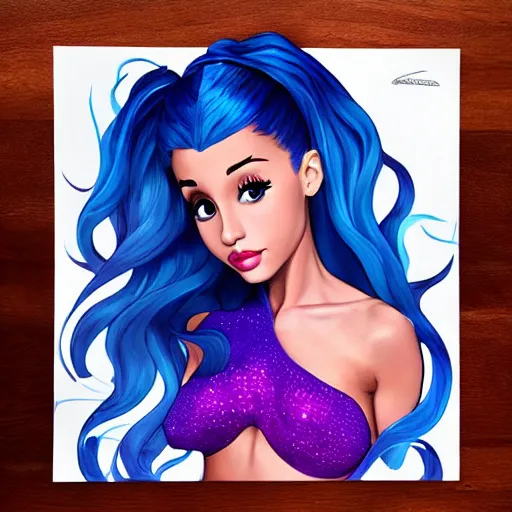 Prompt: hyperrealistic cottagecore ariana grande as a bombshell mermaid, full body portrait, sharp, smooth, artststion, in the style of artgerm