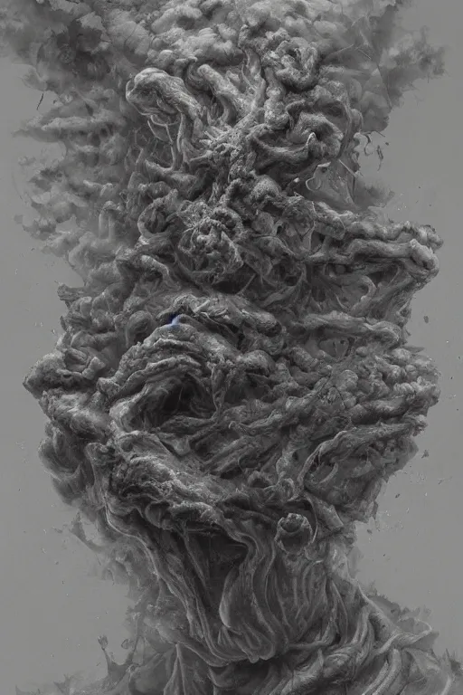 Prompt: Haunting horrifying detailed painting of a man made of cloudy smoke, hyper detailed, trending on Artstation