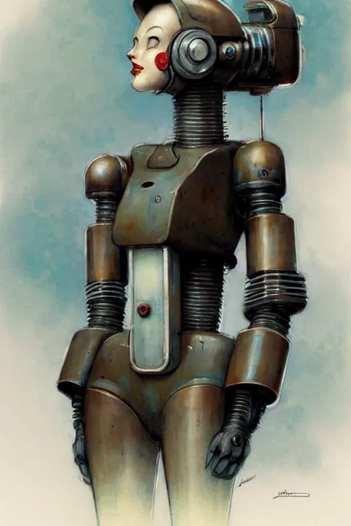 Prompt: ( ( ( ( ( 1 9 5 0 s retro future robot android 1 9 8 0 s robot industrial. muted colors. ) ) ) ) ) by jean - baptiste monge!!!!!!!!!!!!!!!!!!!!!!!!!!!!!!