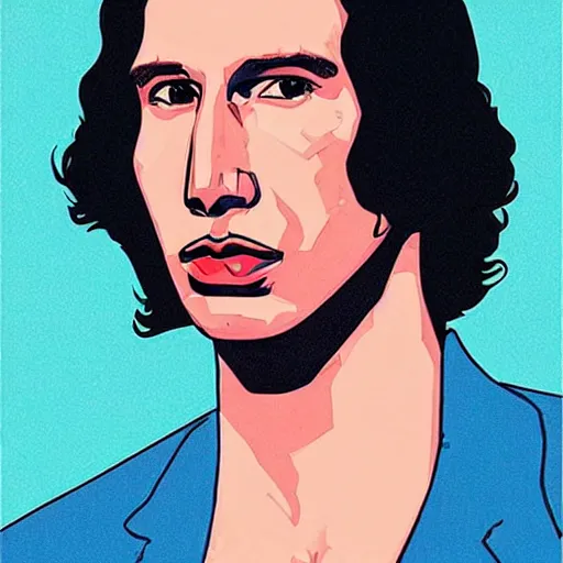 Image similar to “ adam driver retro minimalist portrait by jean giraud, moebius starwatcher comic, sharp, smooth face, 8 k ”