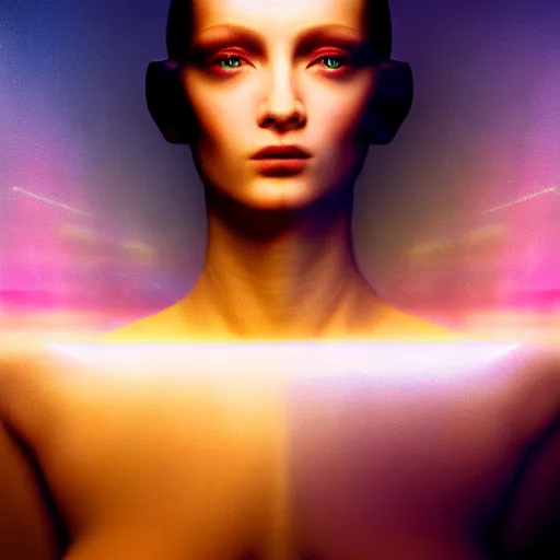 Prompt: photographic portrait of a stunningly beautiful renaissance replicant android with glitch art tattoos female in soft dreamy light at sunset, contemporary fashion shoot, by edward robert hughes, annie leibovitz and steve mccurry, david lazar, jimmy nelsson, breathtaking, 8 k resolution, extremely detailed, beautiful, establishing shot, artistic, hyperrealistic, beautiful face, octane render