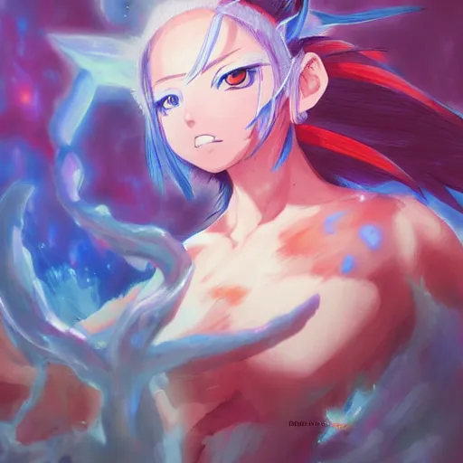 Prompt: anime portrait of Poke as a shaman yedi using dark force to eliminate trump as an anime antagonist by Stanley Artgerm Lau, WLOP, Rossdraws, James Jean, Andrei Riabovitchev, Marc Simonetti, and Sakimichan, trending on artstation