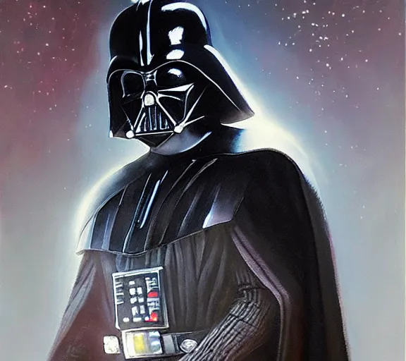 Image similar to beautiful oil painting of Darth Vader by Craig Mullins; extraordinary masterpiece!!!!