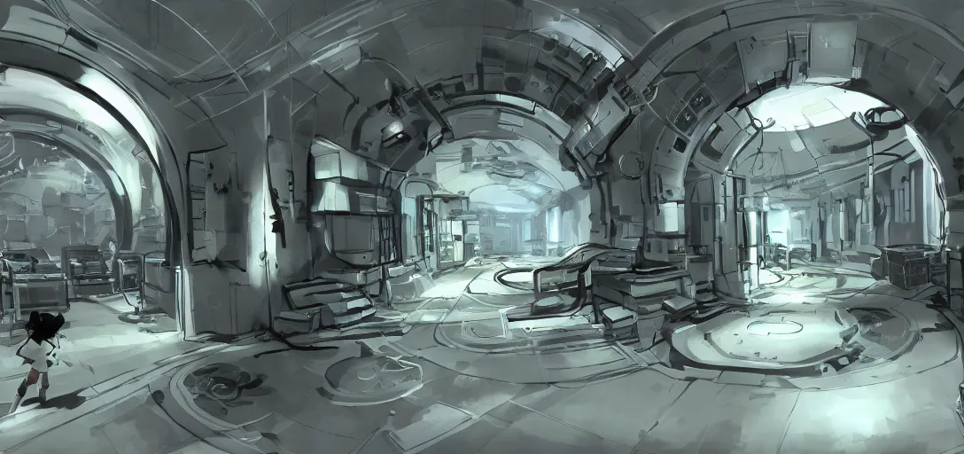 Prompt: Portal 2 Concept Art