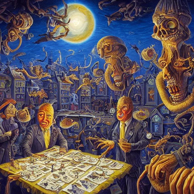 Image similar to portrait painting of the carnival of nightmares, polycount, surrealism, surrealist, cosmic horror, rob gonsalves, high detail